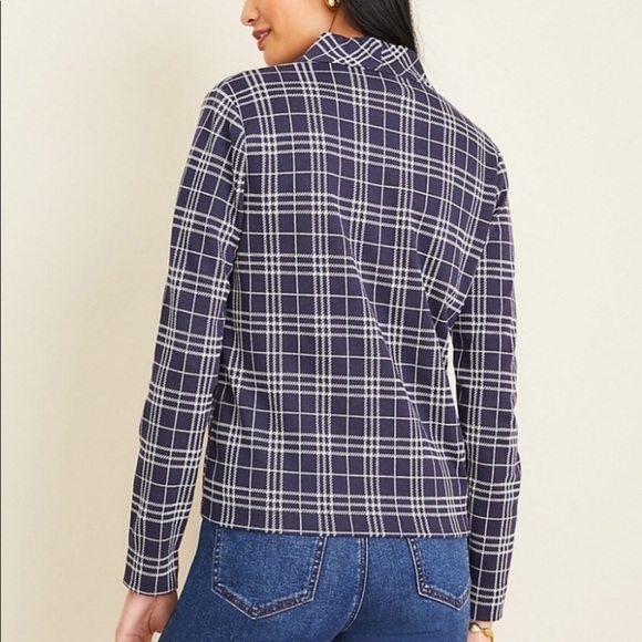 Ann Taylor Plaid Open Front Knit Cardigan Sz M - Picture 3 of 10